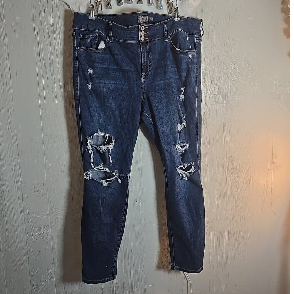 Torrid Jegging Super Soft Skinny 20R High-Rise Destructed Jeans Casual School